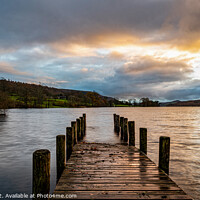 Buy canvas prints of Coniston jetty at sunset by Cliff Kinch