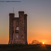Buy canvas prints of Broadway Tower at Sunset by Cliff Kinch