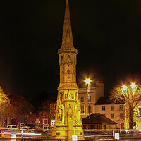 Buy canvas prints of Banbury Cross at night by Cliff Kinch