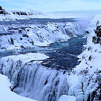 Buy canvas prints of Gullfoss Waterfall Iceland by Mervyn Tyndall
