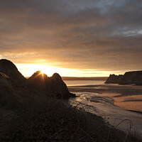 Buy canvas prints of Three Cliffs SunSet by Andrew Fairclough