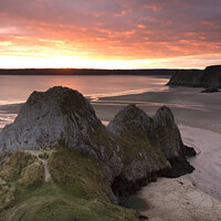Buy canvas prints of Three Cliffs Sunset by Andrew Fairclough