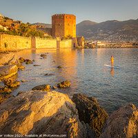 Buy canvas prints of SUP surfers in the morning in the port of Alanya by Alexander Volkov