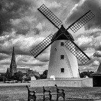 Buy canvas prints of Lytham Windmill on cloudy day by Vicky Outen