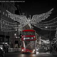 Buy canvas prints of Red bus at Regent Street St James at Christmas, Lo by Vicky Outen