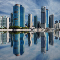 Buy canvas prints of Brisbane City Reflections by Julie Hartwig
