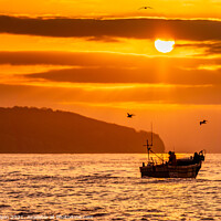 Buy canvas prints of Fishing boat at sunrise by Gary Holpin