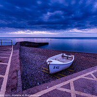Buy canvas prints of Boat in the blue hour on Sidmouth Beach by Gary Holpin