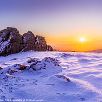 Buy canvas prints of Snowy sunrise at Haytor, Dartmoor by Gary Holpin