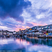 Buy canvas prints of Reflections of sunset at Brixham harbour by Gary Holpin