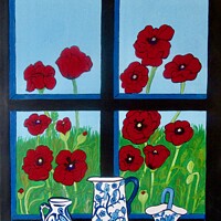 Buy canvas prints of Poppies and Jugs by Stephanie Moore