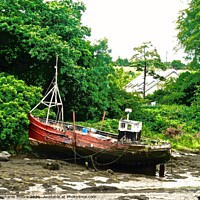 Buy canvas prints of Abandoned red boat by Stephanie Moore