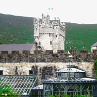 Buy canvas prints of Glenveagh Castle and greenhouses by Stephanie Moore
