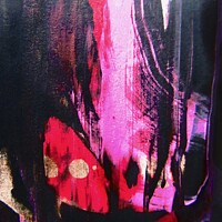 Buy canvas prints of Abstract in black, pink and red by Stephanie Moore