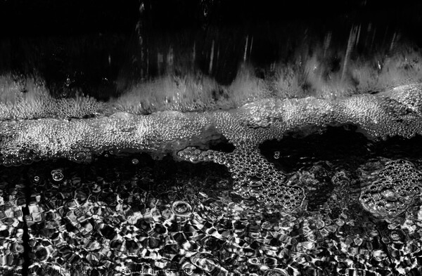Water in the Fountain in black and white Picture Board by Stephanie Moore
