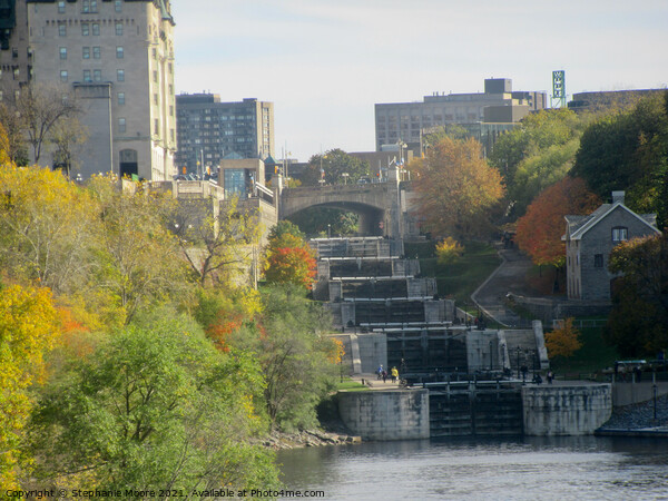 A wider view if the locks at the end of the Rideau Canal Picture Board by Stephanie Moore
