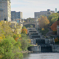 Buy canvas prints of A wider view if the locks at the end of the Rideau Canal by Stephanie Moore
