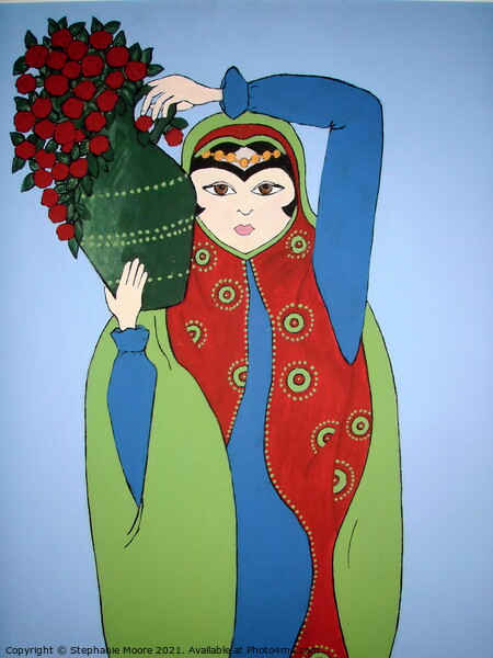 Iranian girl with flowers Picture Board by Stephanie Moore