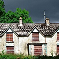 Buy canvas prints of Abandoned house under black clouds by Stephanie Moore