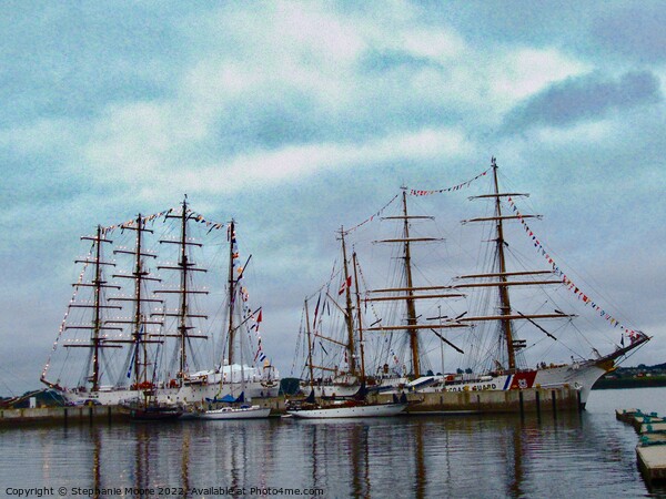 Tall ships at dusk Picture Board by Stephanie Moore