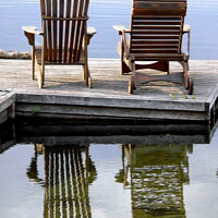 Buy canvas prints of Deck Chair reflections by Stephanie Moore
