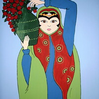 Buy canvas prints of Iranian Girl with Flower by Stephanie Moore