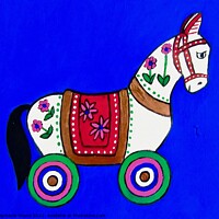 Buy canvas prints of Wheeled toy horse by Stephanie Moore