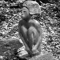 Buy canvas prints of Seated woman in b & w by Stephanie Moore