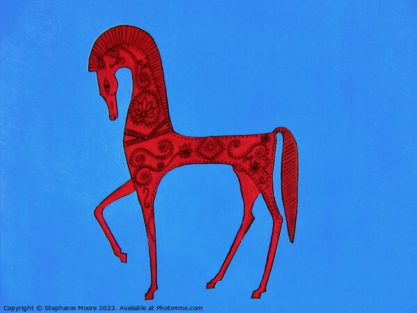 Red Etruscan Horse Picture Board by Stephanie Moore