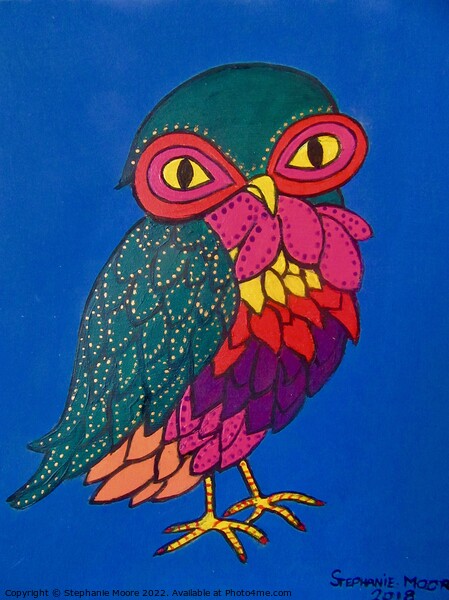 Colourful little owl Picture Board by Stephanie Moore
