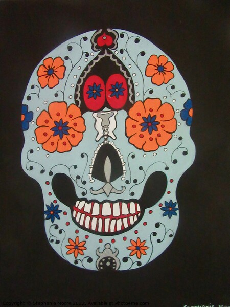 Blue Skull Picture Board by Stephanie Moore