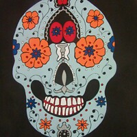 Buy canvas prints of Blue Skull by Stephanie Moore