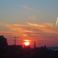 Buy canvas prints of Sunset and Vapour Trail by Stephanie Moore