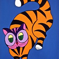 Buy canvas prints of Colourful cat by Stephanie Moore