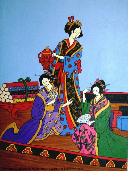Three geishas Picture Board by Stephanie Moore
