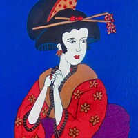 Buy canvas prints of Red Geisha by Stephanie Moore