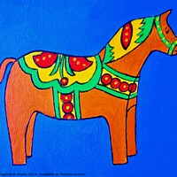 Buy canvas prints of Orange wooden horse by Stephanie Moore