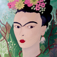Buy canvas prints of Frida with Flowers by Stephanie Moore