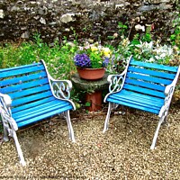 Buy canvas prints of Blue Chairs by Stephanie Moore
