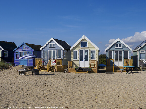 Beach Huts Picture Board by Nik Taylor