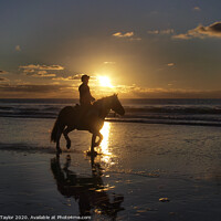Buy canvas prints of Horse riding on the beach by Nik Taylor
