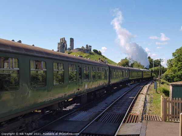 Steam train at Corfe Castle Picture Board by Nik Taylor