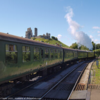 Buy canvas prints of Steam train at Corfe Castle by Nik Taylor