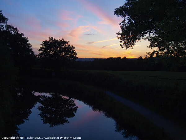 Sunset on the Grand Western Canal Picture Board by Nik Taylor