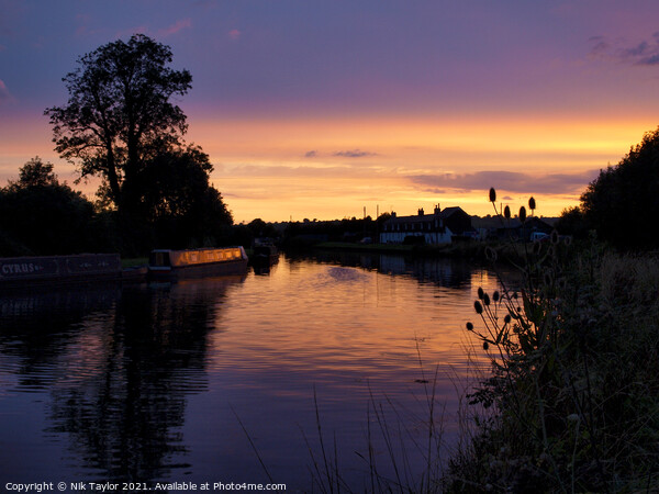 Sunset on the Gloucester and Sharpness Canal Picture Board by Nik Taylor