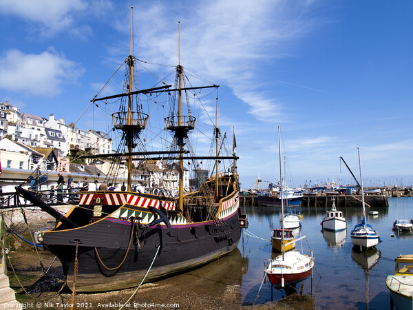 Golden Hind Brixham Picture Board by Nik Taylor