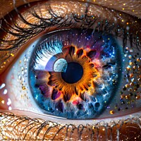 Buy canvas prints of Woman eye macro looking at a planet or moon as fantastic ai art by Engin Sezer