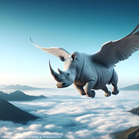 Buy canvas prints of A huge flying rhino with bird wings as generative ai by Engin Sezer