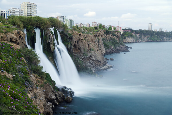 Duden Waterfalls falls into The Mediterranean Sea at Antalya Turkey Picture Board by Engin Sezer