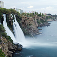 Buy canvas prints of Duden Waterfalls falls into The Mediterranean Sea at Antalya Turkey by Engin Sezer